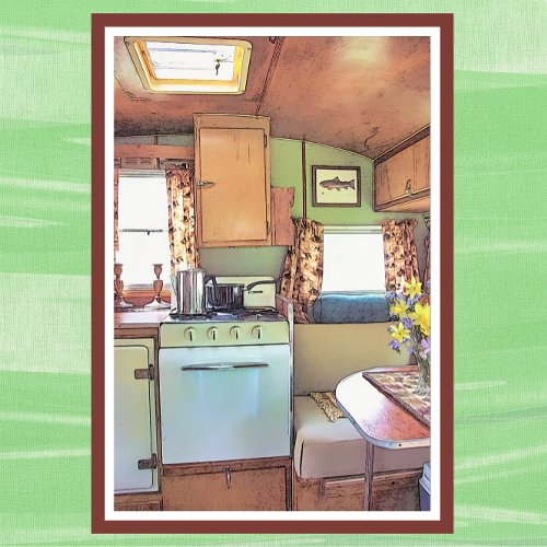 Sweet Vintage Camper Trailer Kitchen Poster