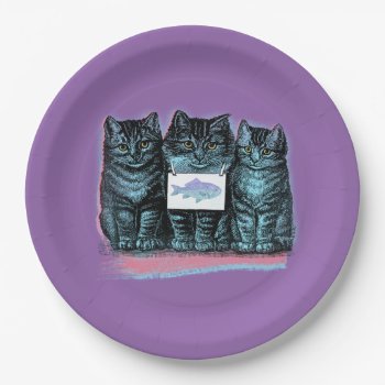 Sweet Vintage Cat Trio Paper Plates by PetKingdom at Zazzle