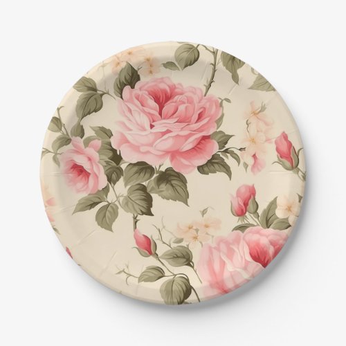 Sweet Vintage English Roses Paper Plates