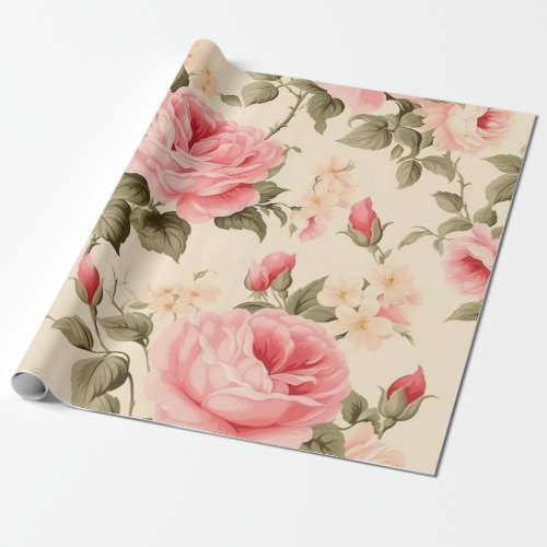 Sweet Vintage English Roses Wrapping Paper