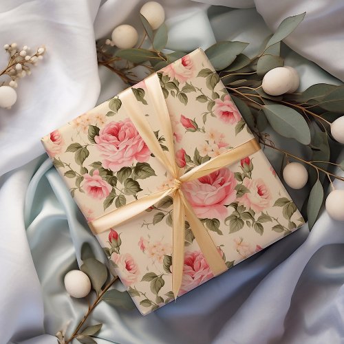 Sweet Vintage English Roses Wrapping Paper