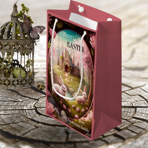 Sweet Vintage Fantasy Eggs and Easter Bunny Small Gift Bag