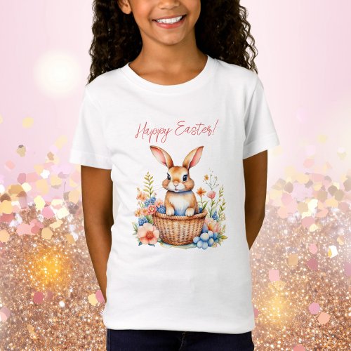 Sweet Vintage Happy Easter Bunny Rabbit  T_Shirt