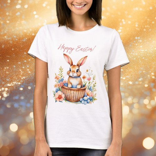 Sweet Vintage Happy Easter Bunny Rabbit  T_Shirt