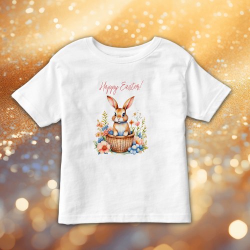 Sweet Vintage Happy Easter Bunny Rabbit  Toddler T_shirt