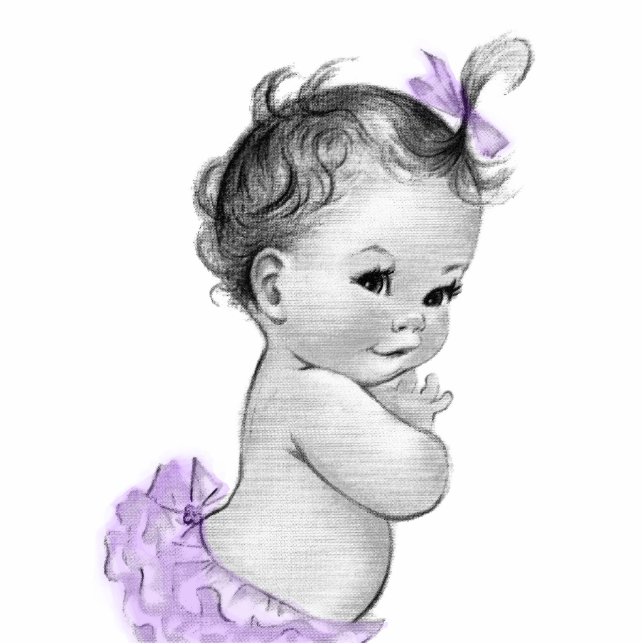 Sweet Vintage Lavener Purple Baby Girl Shower Statuette (Front)