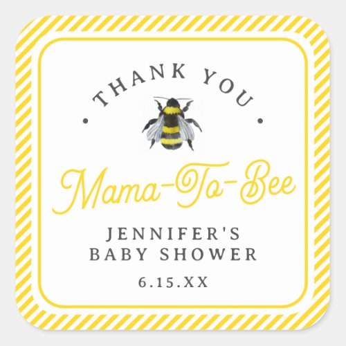 Sweet Vintage Mama_To_Bee Baby Shower Thank You Square Sticker