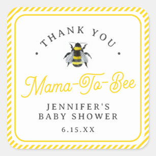 Sweet Vintage Mama-To-Bee Baby Shower Thank You Square Sticker