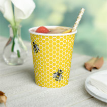 Sweet Vintage Mama-To-Bee Yellow Baby Shower Paper Cups