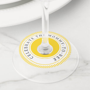 Sweet Vintage Mommy-To-Bee Baby Shower Wine Glass Tag