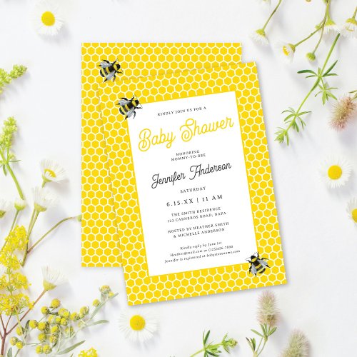 Sweet Vintage Mommy_To_Bee Yellow Baby Shower Invitation