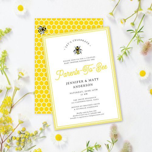 Sweet Vintage Parents_To_Bee Baby Shower Invitation