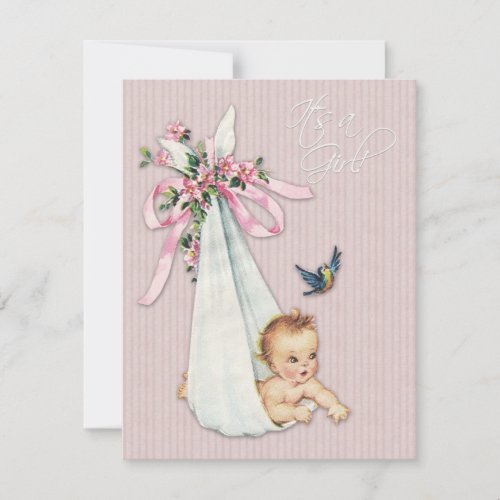 Sweet Vintage Pink Baby Girl Shower Invitation