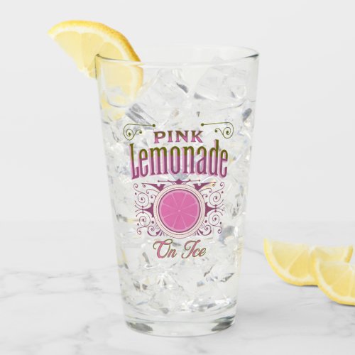 Sweet Vintage Pink Lemonade On Ice Glass