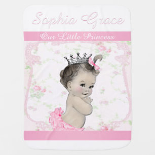 Sweet Vintage Pink Princess Baby Receiving Blanket