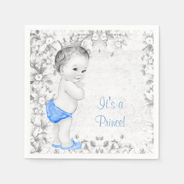 Sweet Vintage Prince Baby Shower Paper Napkins (Front)