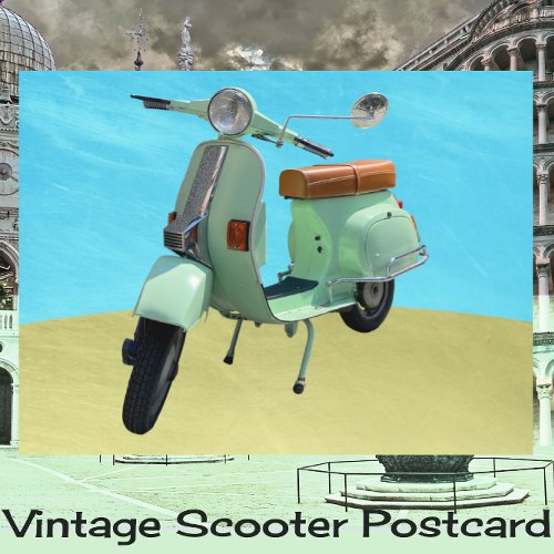 Sweet Vintage Scooter Fun Postcard