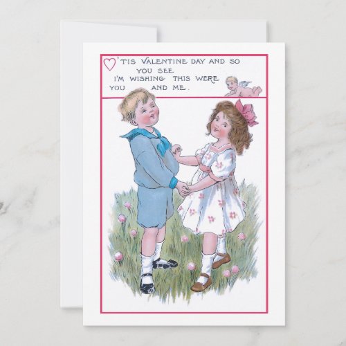 Sweet Vintage Valentine Children Holiday Card