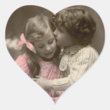 Sweet Vintage Valentine Heart Sticker by DP_Holidays at Zazzle