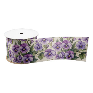 Sweet Violets Floral Satin Ribbon