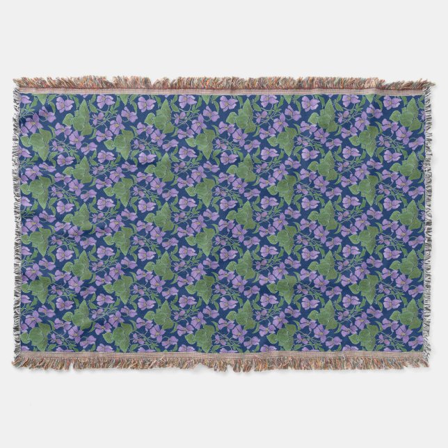 Sweet Violets Mauve Floral Pattern Throw Blanket (Front)