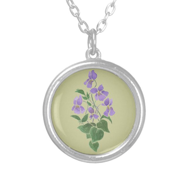 Sweet Violets Necklace February Birth Month Flower (Front)