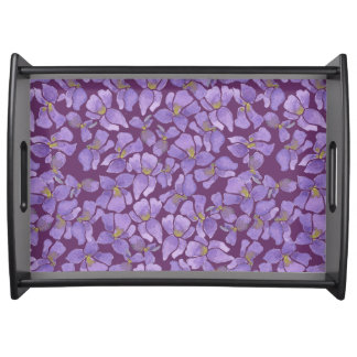 Sweet Violets on Purple Background: Serving Tray
