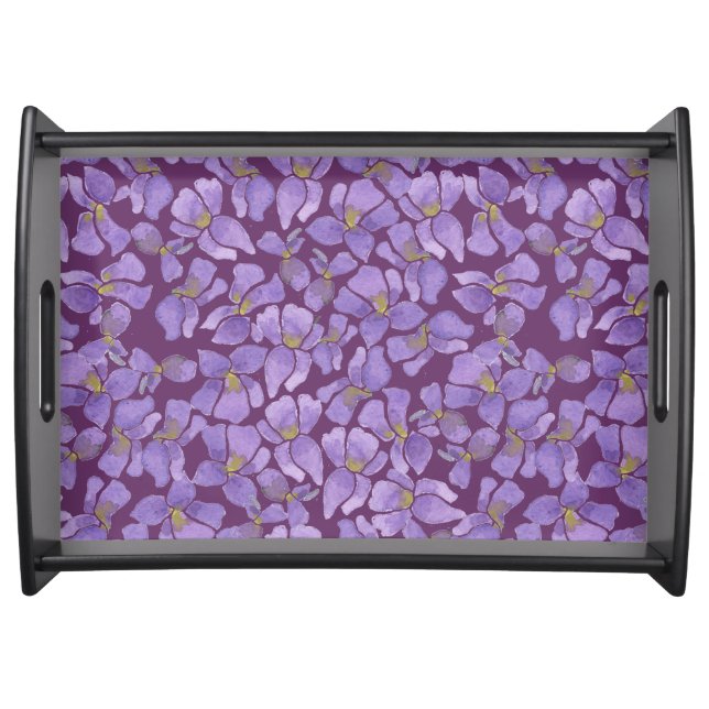 Sweet Violets on Purple Background: Serving Tray (Front)