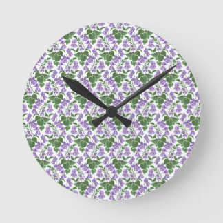 Sweet Violets Pattern Pretty Round Wall Clock