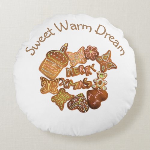 Sweet Warm Dream Round Pillow