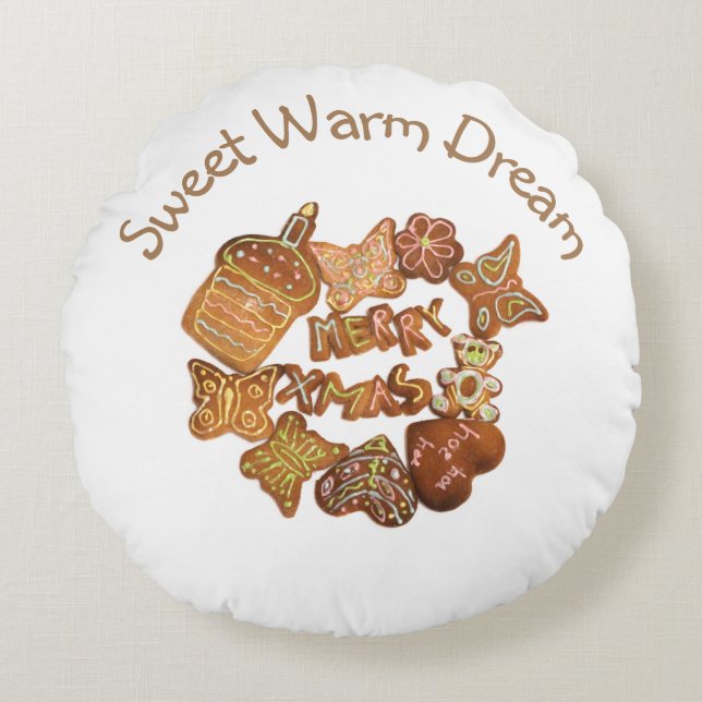 Sweet Warm Dream Round Pillow (Front)