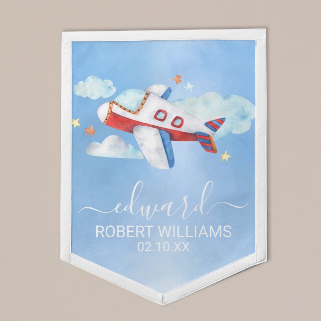 Sweet Watercolor Aeroplane Baby Nursery Pennant (Creator Uploaded)