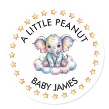 Sweet Watercolor Baby Elephant A Little Peanut Boy