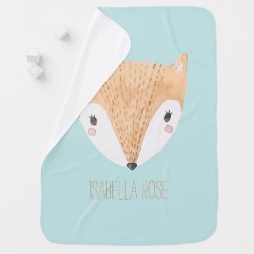 Sweet Watercolor Baby Fox Baby Blanket