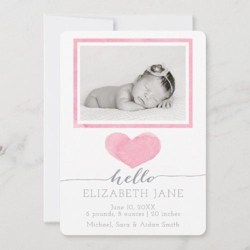 Sweet Watercolor Birth Announcement