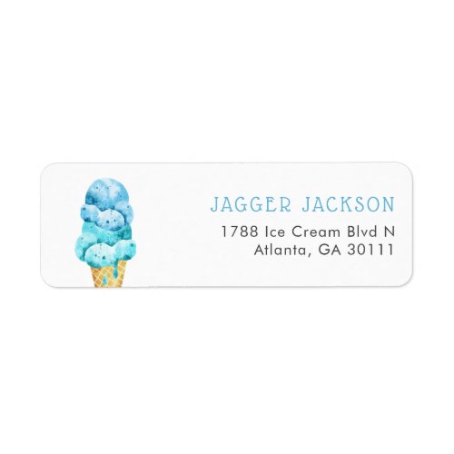 Sweet Watercolor Blue Ice Cream Return Address Label
