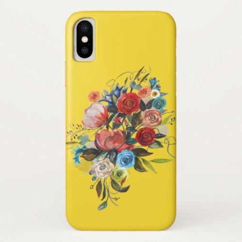 Sweet Watercolor Bouquet Sunshine Yellow iPhone XS Case