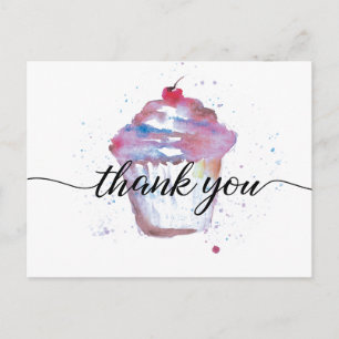Sweet Watercolor cupcake No logo Bakery Postcard