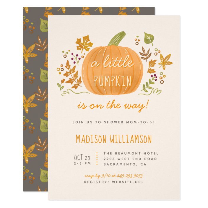 Sweet Watercolor Fall Little Pumpkin Baby Shower Invitation Zazzle Com
