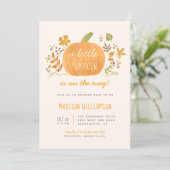 Sweet Watercolor Fall Little Pumpkin Baby Shower Invitation (Standing Front)