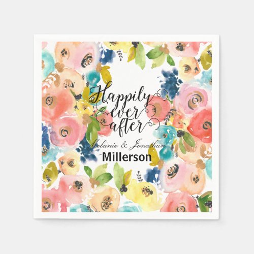 Sweet Watercolor Floral Wedding Napkins