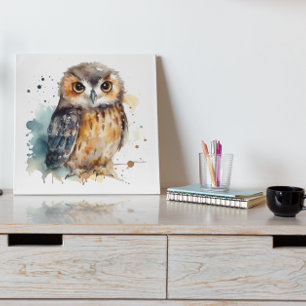 Sweet Watercolor Forest Owl Art