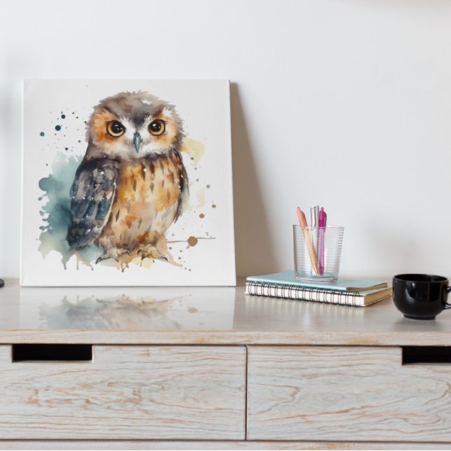Sweet Watercolor Forest Owl Art (Creator Uploaded)