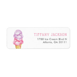 Sweet Watercolor Ice Cream Return Address Label