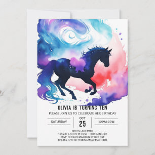 Sweet Watercolor Kids' Horse Birthday Invitation