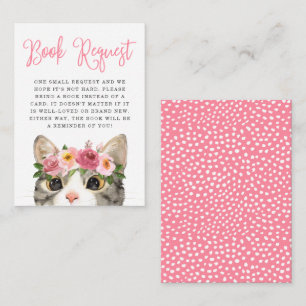 Sweet Watercolor Kitty Baby Shower Book Request Enclosure Card