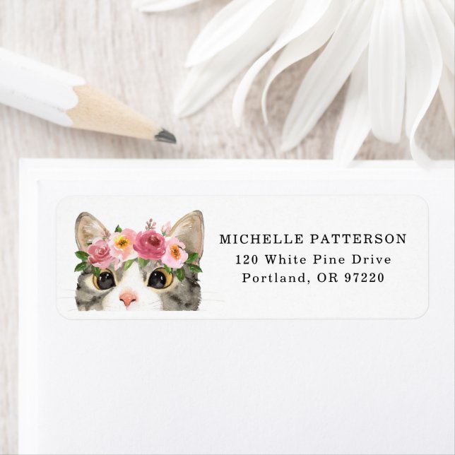 Sweet Watercolor Kitty Label (Insitu)