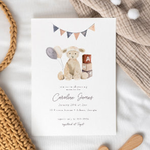 Sweet Watercolor Lamb Baby Toy Baby Shower Invitation