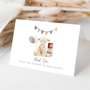 Sweet Watercolor Lamb Baby Toy Baby Shower Thank You Card