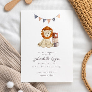Sweet Watercolor Lion Baby Toy Baby Shower Invitation